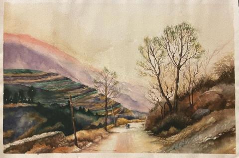 姍姍美術老師 - 老師作品（水彩臨摹）大學時期