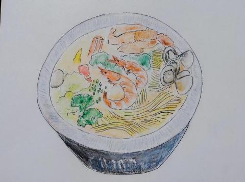 Erica - 手繪-色鉛筆-鍋燒意麵
