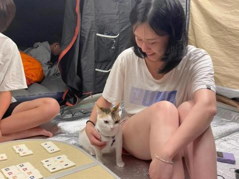 葉庭均 - 與貓玩耍