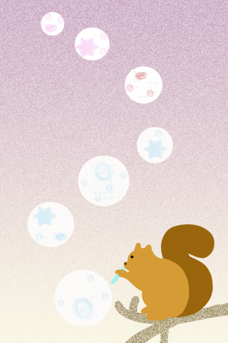 龍筑藝術工作室 - 松鼠愛吹泡泡-明信片