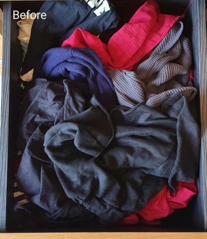 心.整理▪︎Fiona▪︎ - 抽屜內的衣物，因隨性擺放，需要時只能花時間翻找。