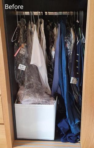 心.整理▪︎Fiona▪︎ - 參差不齊的掛吊，導致衣物款式無法清楚辨識。