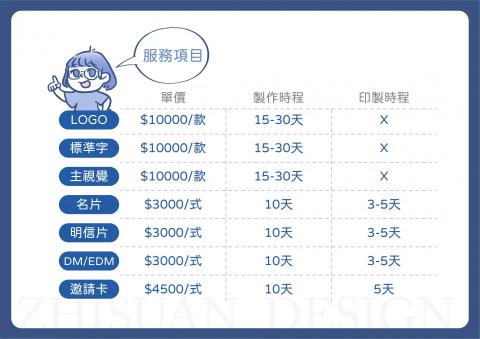 張芷瑄｜個人設計工作室 - 服務項目及基本價格、基本時程