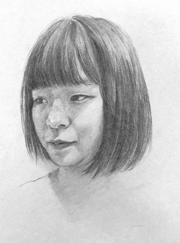 艾靚 - 素描人像委託/2021/炭精/21x27cm