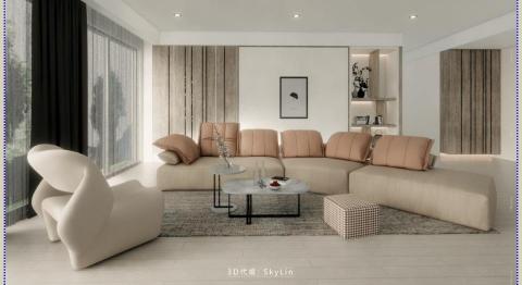 林易欣 - 客廳氛圍渲染效果圖