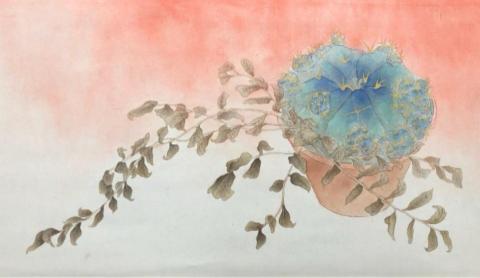 艾靚 - 《共生》2019/水墨紙本/52x29cm