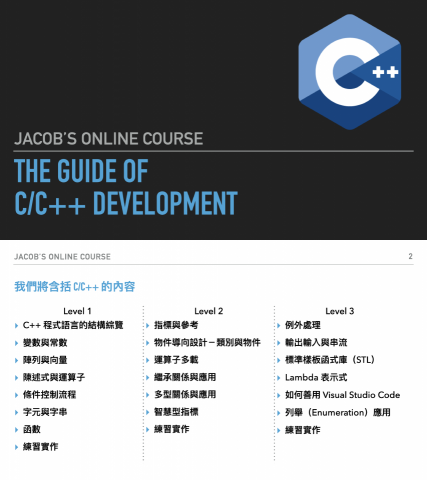 Jacob Lin - C/C++ 程式語言,帶您從新手變老手,Zero to Hero Jacob Lin - C/C++ 程式語言,帶您從新手變老手,Zero to Hero