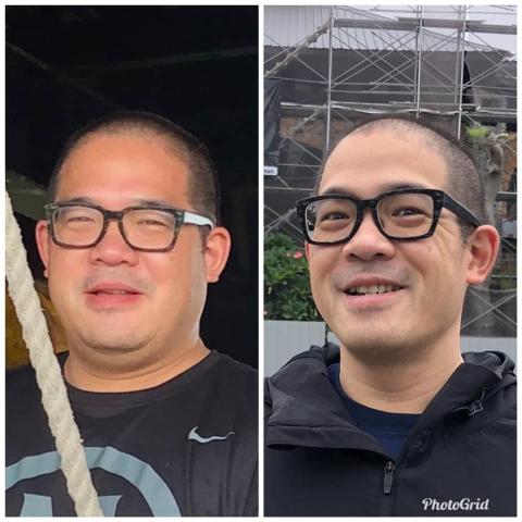 健身教練-小雷 - 學生從96kg~76kg
原本的心血管疾病（高血壓、氣喘）透過飲食控制、每日訓練、正念思考。持續一年就成功！