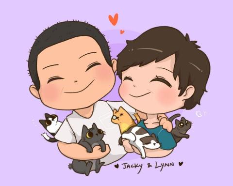 小豬不能吃 - 似顏繪- 主人與寵物