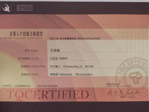 trend editor - TQC中文輸入證照
