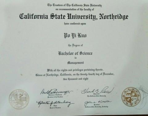 Bobby - California State University, Northridge - Business Management  加州州立大學 商業管理 文憑