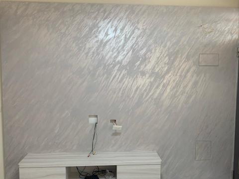 宬印工程行 - 藝術塗料電視牆（後），完成面。業主喜歡紋路密一點