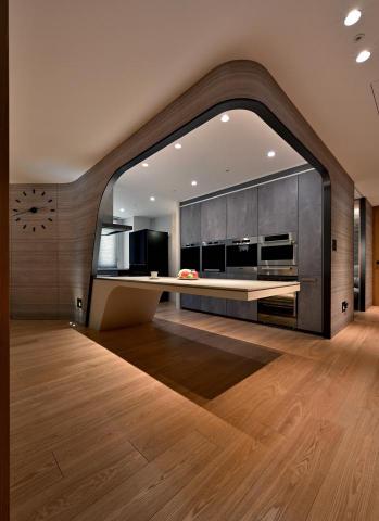 京晉設計有限公司 - 華廈專用住宅餐廳懸臂桌設計。