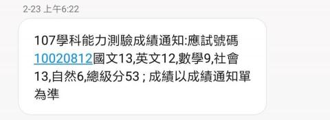 洪碩廷 - 學測成績