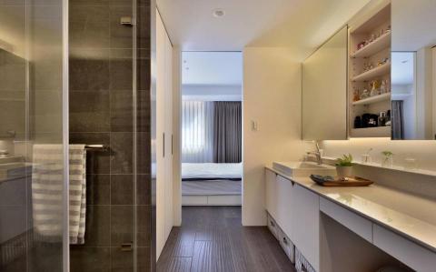 京晉設計有限公司 - 寢室與更衣洗臉室動線上的連結