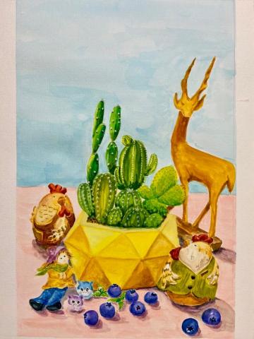 大熊老師(黃俊雄) - 指導學生作品 (水彩作品)