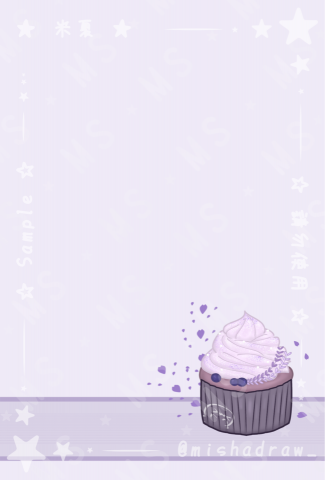 奶昔療癒屋 - 卡片/明信片 設計-杯子蛋糕(薰衣草)