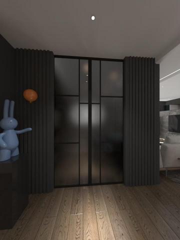 適悠家居股份有限公司 - 鋁框門+壁面隔柵造型  是不是很像飯店