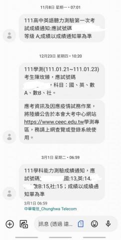 陳玫臻 - 111學測成績