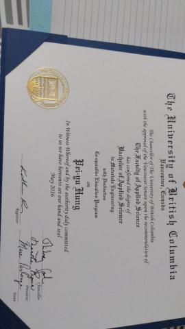 Peggy Hung  - UBC 畢業證書