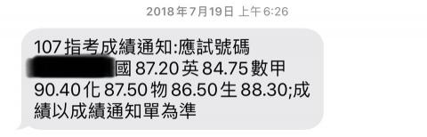 呂亭萱 - 107學年指考成績