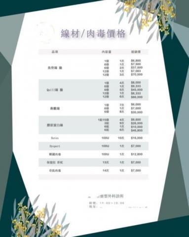 黃小姐 - 醫美診所價目DM