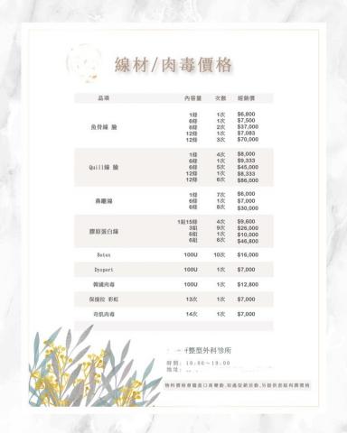 黃小姐 - 醫美診所價目DM