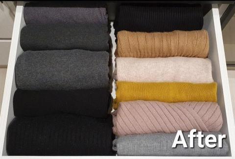 心.整理▪︎Fiona▪︎ - 不適合吊掛的針織衣物，以收摺的方式，分區定位。