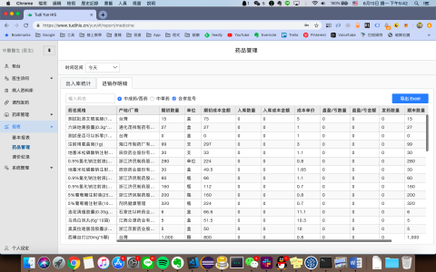 Huan-Yu Lin - Tudi 診所資訊系統進銷存管理介面，診所藥品與醫材進銷存報表