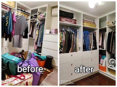 做家整理師奧莉薇 - 協助喜愛裙裝的客戶，利用長度、材質、顏色與季節進行分類吊掛，一目瞭然！