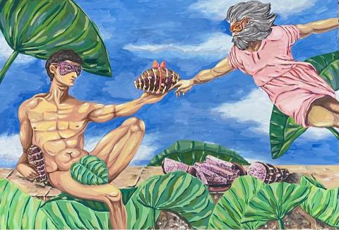 李昀蓁 - 芋頭，不透明水彩，2021