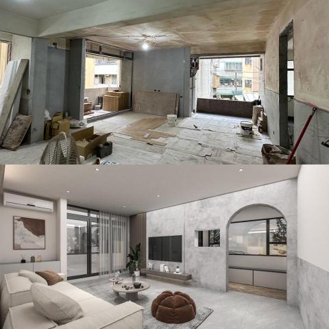 寒居設計 - 河北路老屋翻新 客廳3D