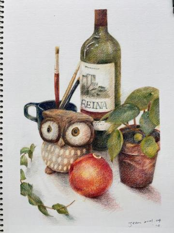 大熊老師(黃俊雄) - 指導學生作品(色鉛筆)