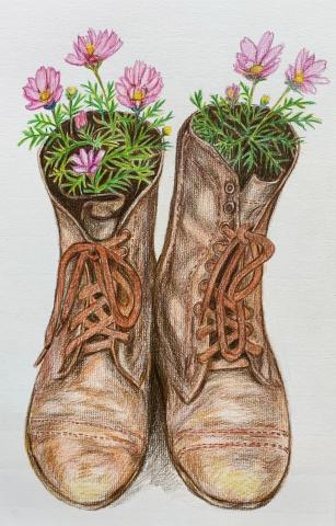 大熊老師(黃俊雄) - 指導學生作品(色鉛筆)