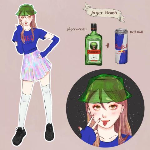 餓女wiwi - 調酒擬人繪製