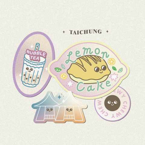 洪紫瑜 - 【 插畫設計 】台中舊城名產貼紙
