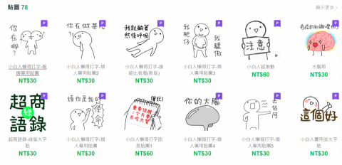 水沐柚子 - LINE貼圖作品，數量眾多，可直接在貼圖小舖搜尋「水沐柚子」