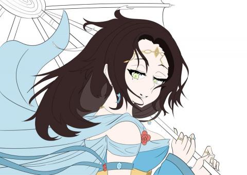 卷毛插畫 個人藝術工作室 - 線稿加底色