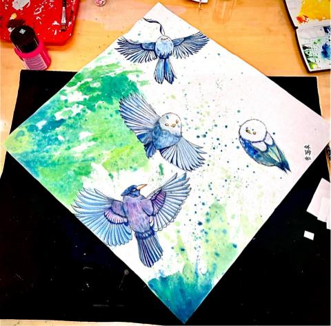 Rin33 ART - 彩色水墨-群鳥狂歡 Rin33 ART - 彩色水墨-群鳥狂歡