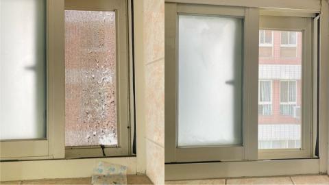 英潔清潔 裝潢細清 居家清潔 - 窗戶拆清潔（左清潔前，右清潔後）