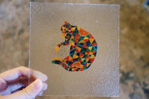 郭寬柔 - 胖貓 - 壓克力顏料玻璃手繪