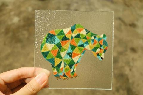 郭寬柔 - 馬賽克棕熊 - 壓克力顏料玻璃手繪