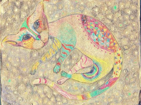 郭寬柔 - 夢裡的貓 - 色鉛筆