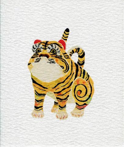 郭寬柔 - 虎爺 - 壓克力顏料玻璃手繪