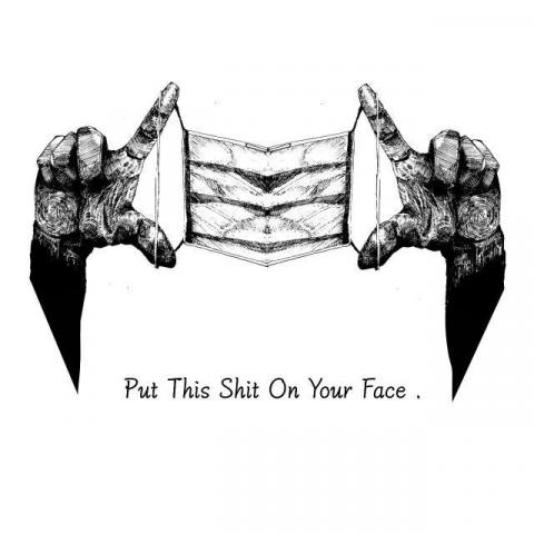 JS線條插畫與簡易修圖 - 口罩帶好