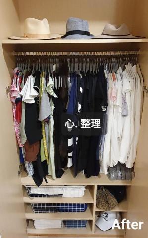 心.整理▪︎Fiona▪︎ - 業主採用建議，將衣架款式統一，可以換得視覺上的舒適感。提倡衣服"能掛就不摺"，不但能讓衣物一目了然，也能節省日後整理的時間。