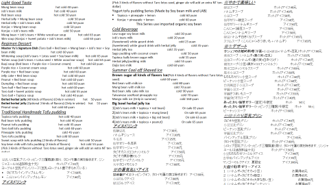 李仁傑 - 這是我在芋師傅打工時，因為有時候會有外國遊客，考慮後決定自製一份英文和日文菜單，方便點餐