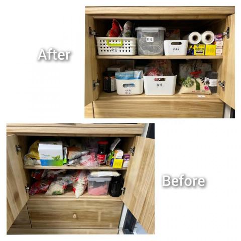 林伯翰整理師 - 使用收納盒讓櫃子後面的東西也方便拿出來