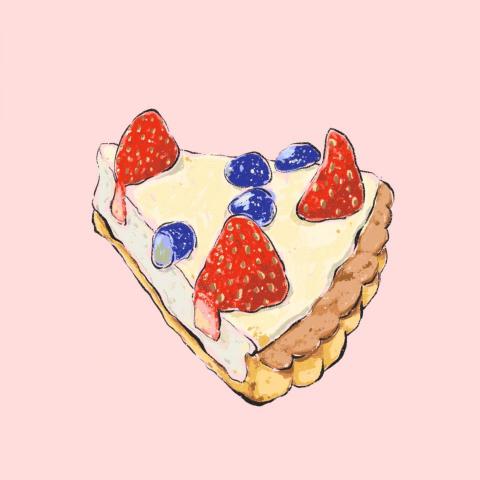 陳魚 - 莓果蛋糕美食插畫