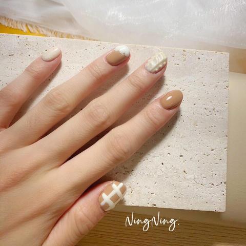 NingNing*manicure|台中美甲|足部美甲 -  奶油拿鐵✨